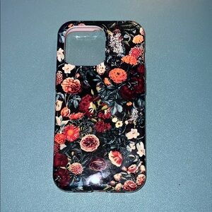 Floral Pattern Phone Case with screen protector  - Black - iPhone 13 PRO